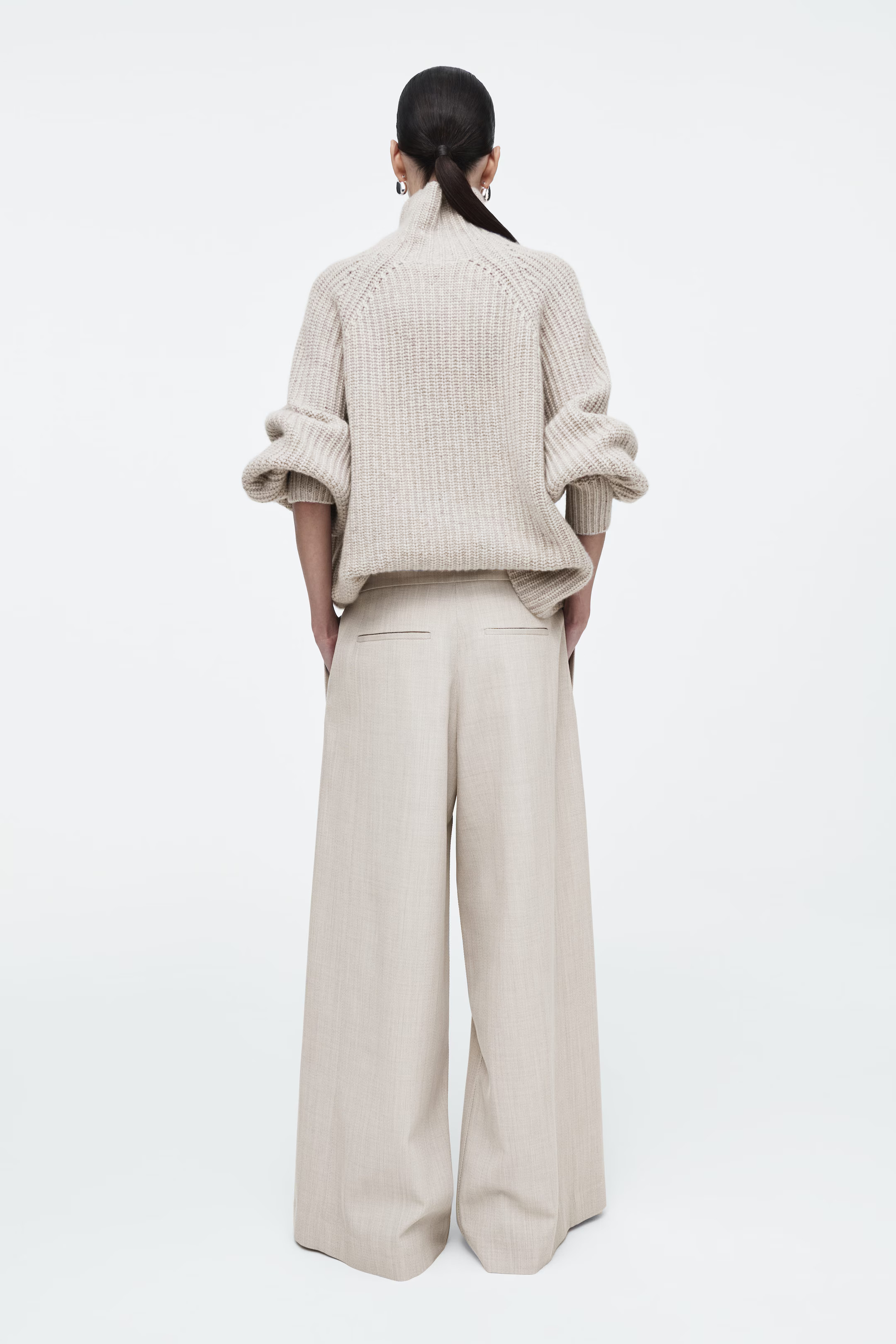 RELAXED WOOL-BLEND WIDE-LEG PANTS - LIGHT BEIGE | COS (AU)