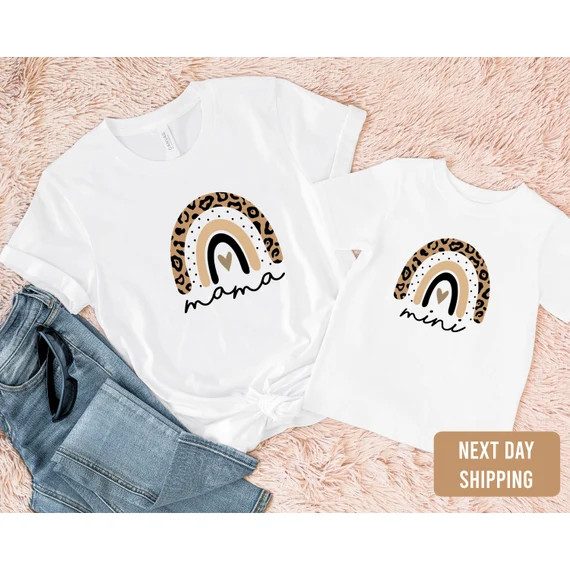 Mama and Mini Rainbow Leopard Outfit-mommy and Me Matching - Etsy | Etsy (US)