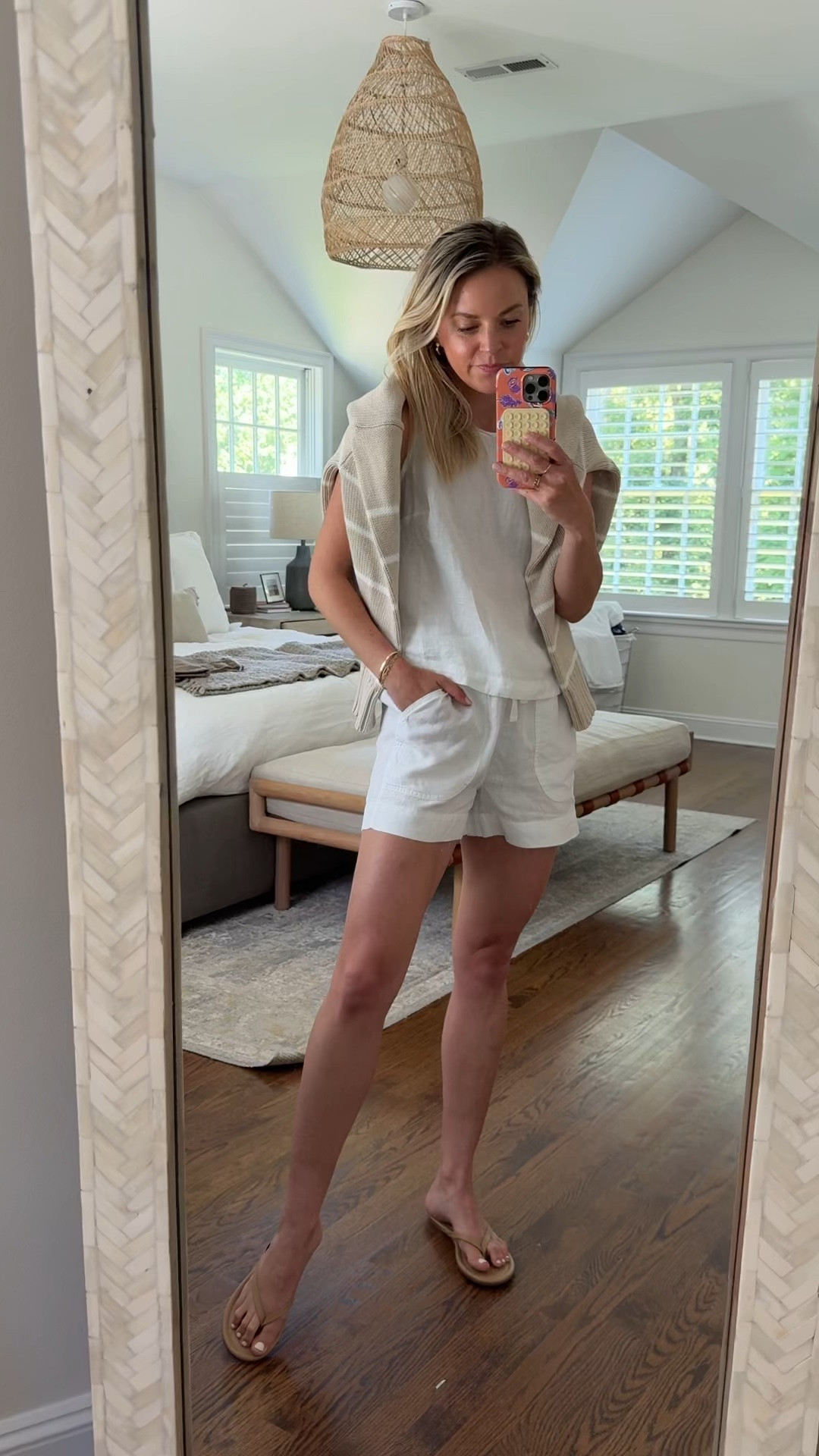 Linen favorites under $50 ☀️Lightweight, versatile, and available in so many cute colors and styles.
-small tank
-small shorts + pants, I’m 5’5
-I size up 1 to a medium in sweater
-sandals, tts, but size up if you’re a ½ size 

@Quince #QuincePartner