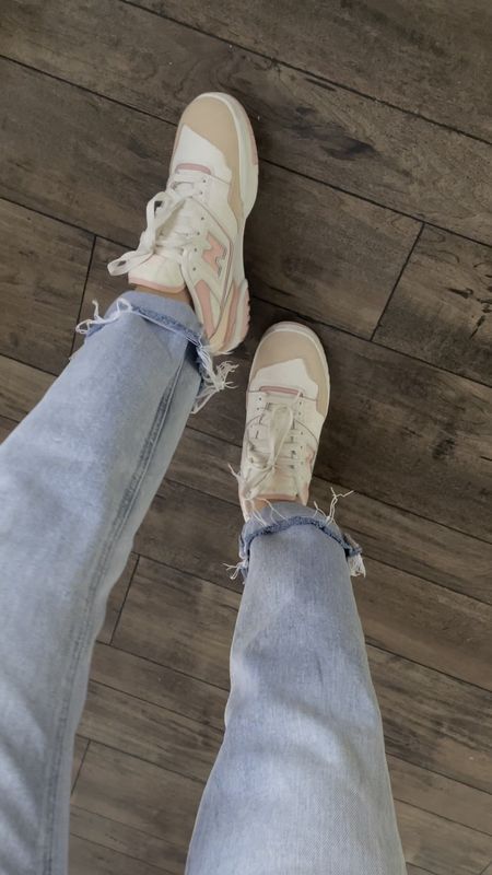 These jeans are a great straight leg style. These with the raw hem are old from a few years back but they still sell this style and wash now with a nice hem. Linking them up! Also love my New Balance 550s (fit TTS)! I found this old/sold out style on Poshmark and linked a few I could still find on there in this color! Linking up newer versions, too!

#LTKfindsunder50 #LTKfindsunder100 #LTKSeasonal