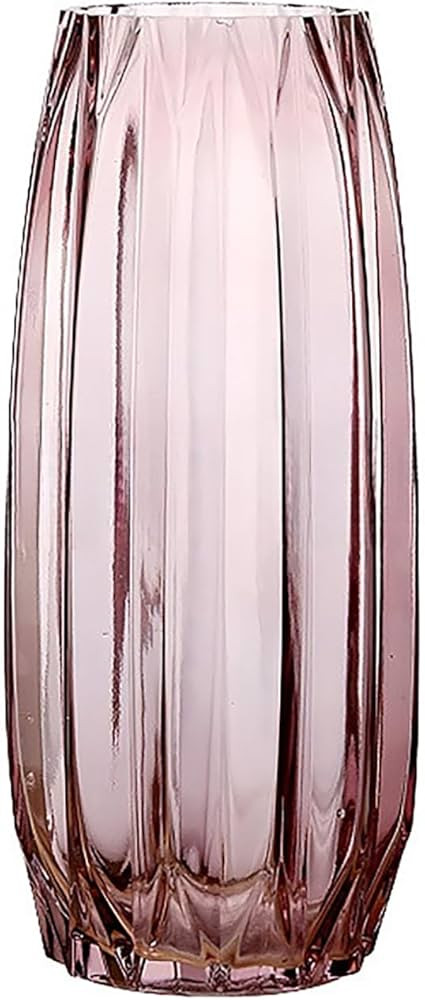 Lucky Bird Purple Pink Glass Vase Modern Ribbed Glass Vase for Flowers, Candles, and Decorative A... | Amazon (US)