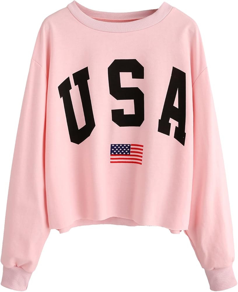 SweatyRocks Women's Crop Top Letter Printed Sweatshirt Hoodie | Amazon (US)