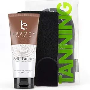 Self Tanner & Tanning Mitt Set – Tanning Lotion with Organic Aloe Vera & Shea Butter for Bronze... | Amazon (US)