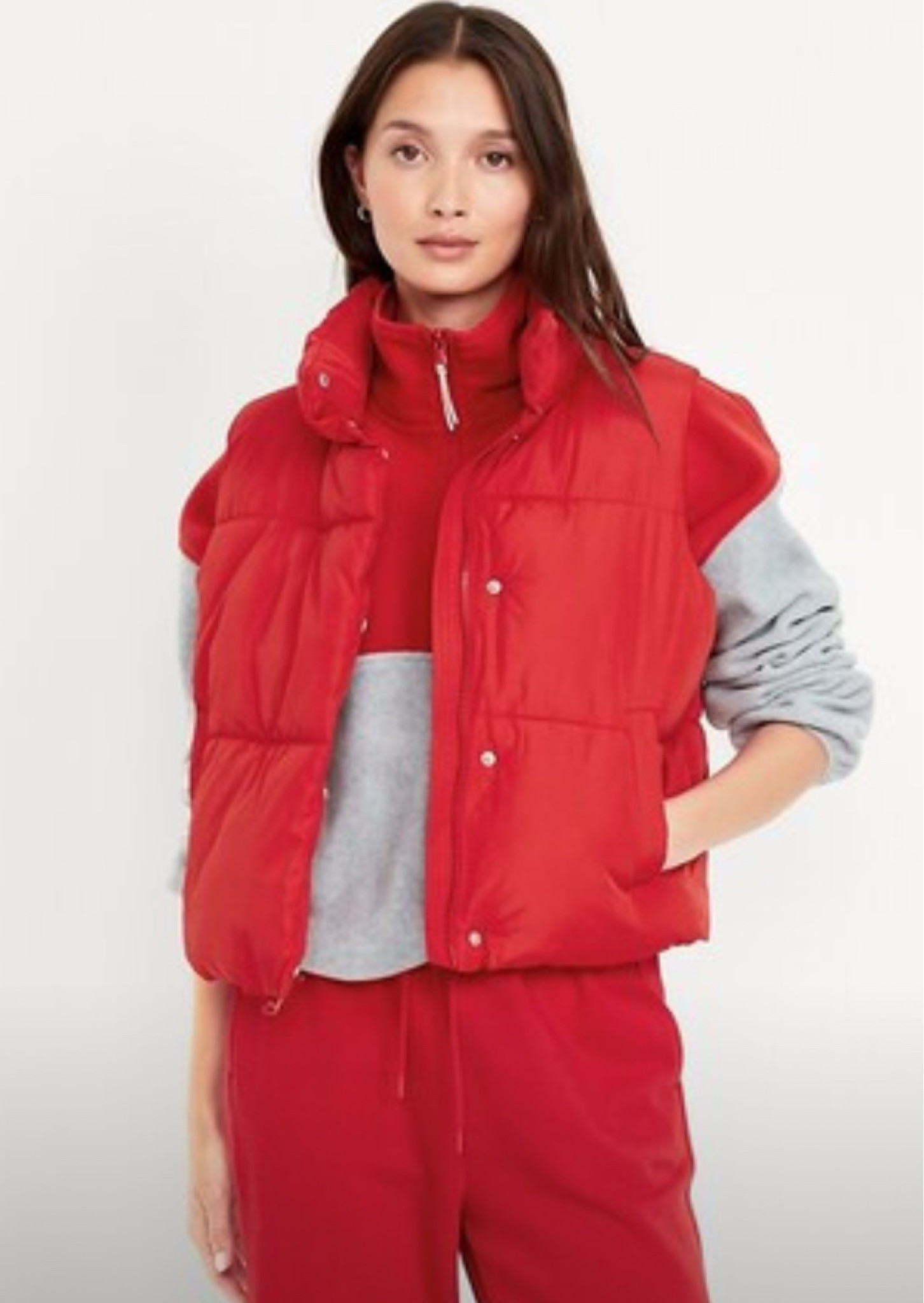 Quilted Puffer Vest - *relaxed fit*  Hits at hip.  Models are approx. 5'9" and wear sizes s (4), l (12) and xl (18).
* taffeta lining and soft fill
* standing collar
* sleeveless
* hidden snap front
* welt pockets
* all quilted clothing (filled apparel and accessories)

#LTKFindsUnder50 #LTKStyleTip #LTKSaleAlert