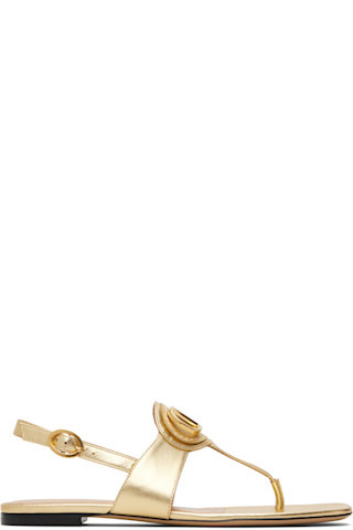 Gold VLogo Thong Sandals | SSENSE