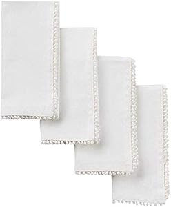 Mud Pie WHITE POM NAPKIN SET, 16" x 16" | Amazon (US)