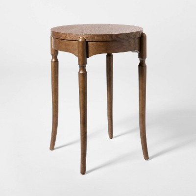 Cabriole Leg Round Side Table Dark Walnut Brown - Assembly Required | Target