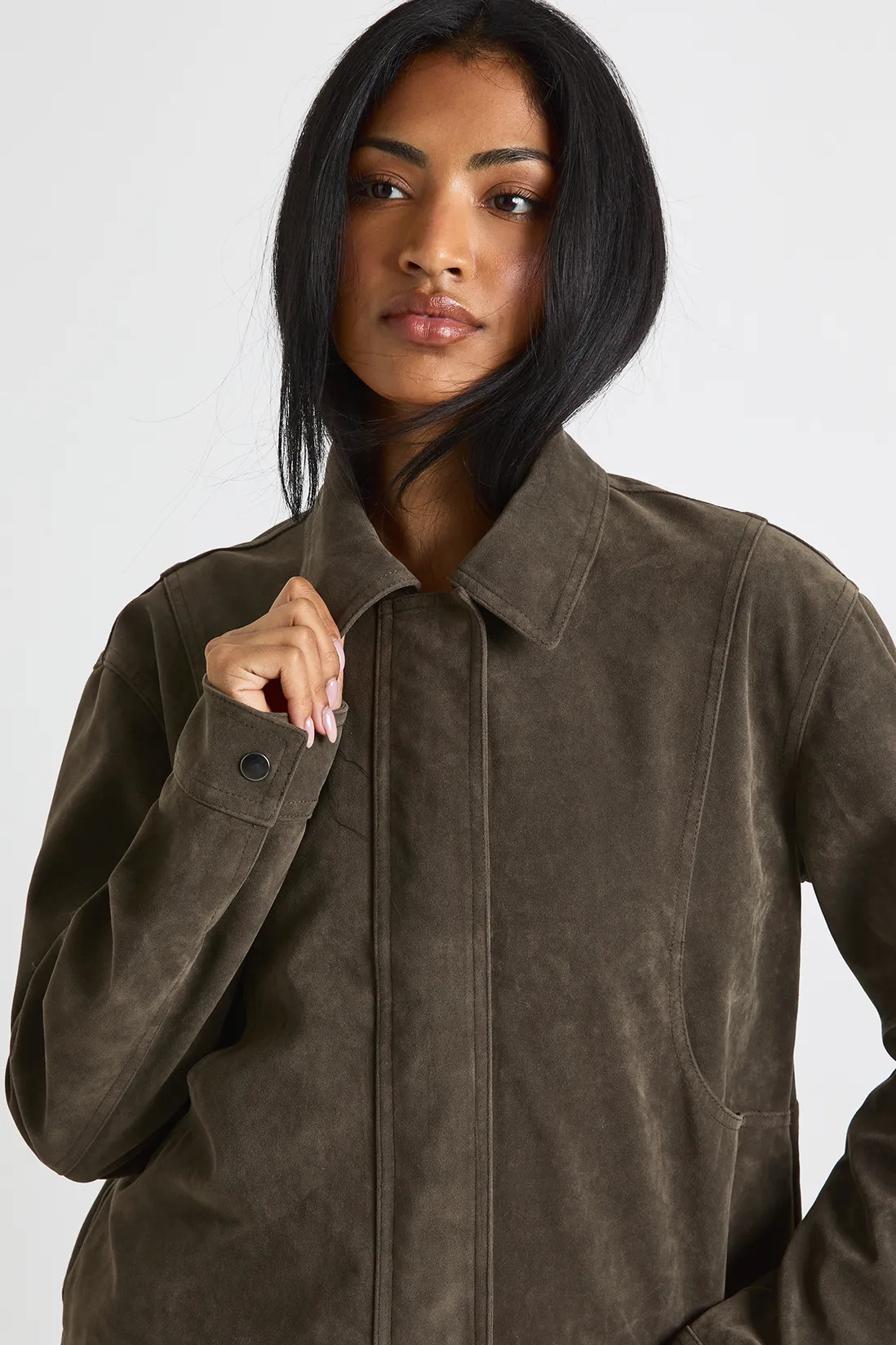 Faux Suede Collared Jacket | Boohoo.com (UK & IE)
