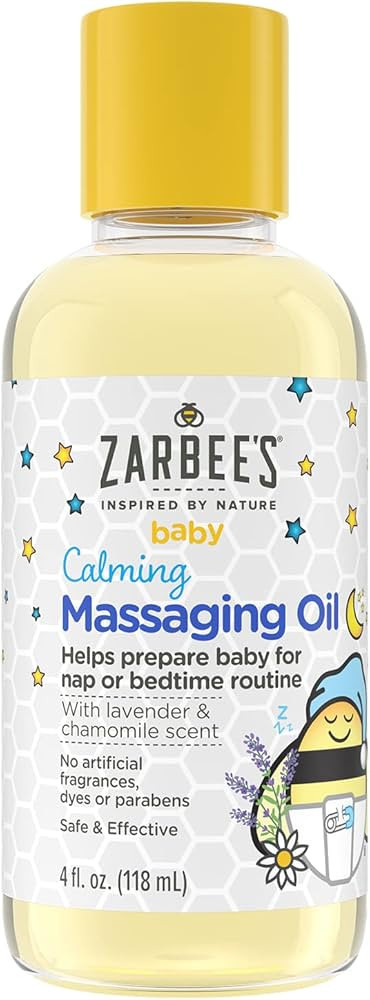 Zarbee's Baby Massage Oil, Calming and Soothing with Lavender and Chamomile to Help Sleep, 4oz Bo... | Amazon (US)