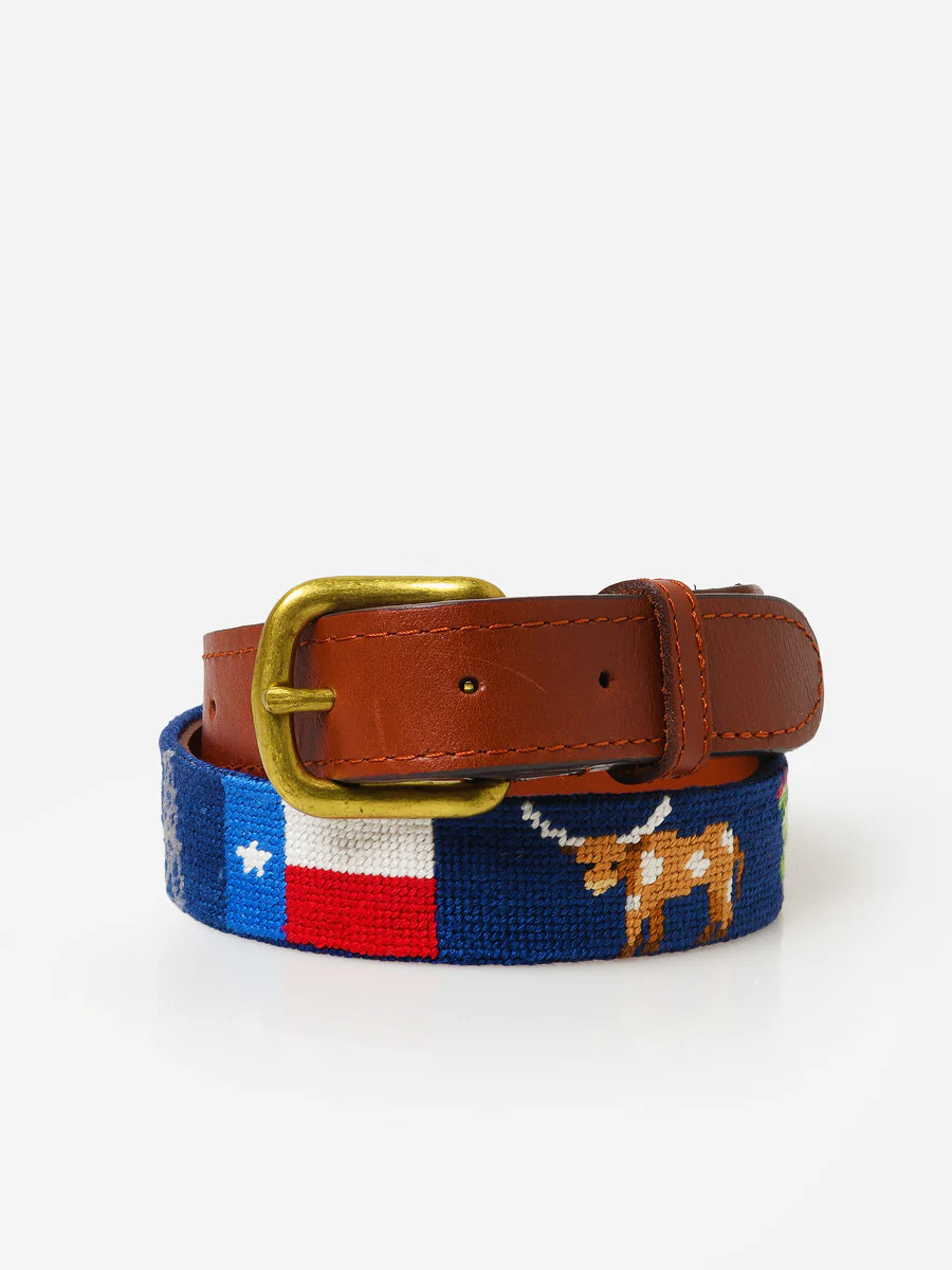 Smathers & Branson Boys' Texas Life Needlepoint Belt | Saint Bernard