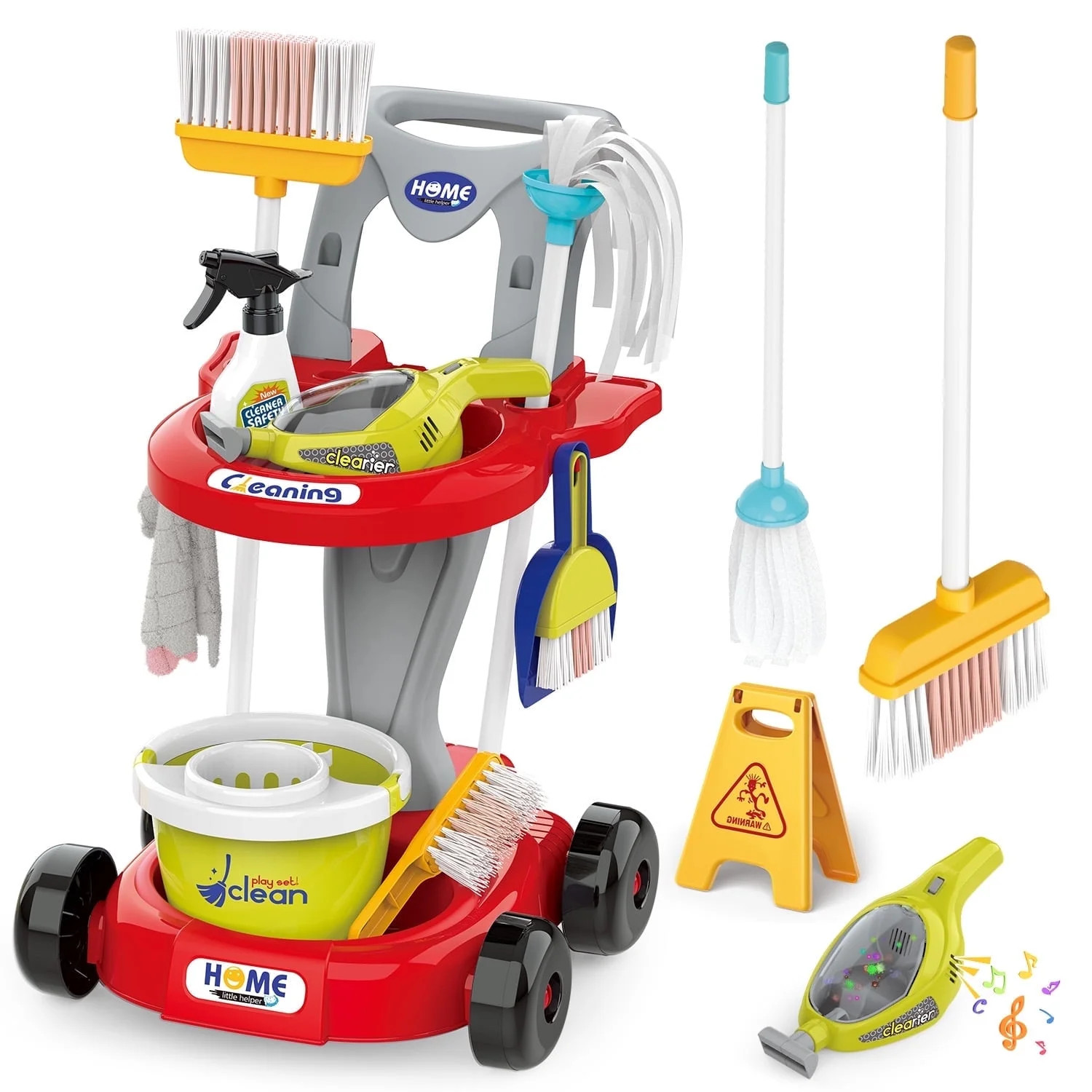 JoyStone Kids Cleaning Set, 20 PCS with Electric Sound & Light Vacuum, Broom, Mop, Dustpan, Brush... | Walmart (US)