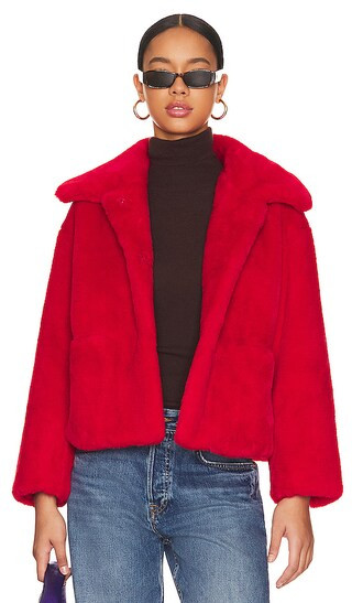Traci Faux Fur Coat in Red | Revolve Clothing (Global)