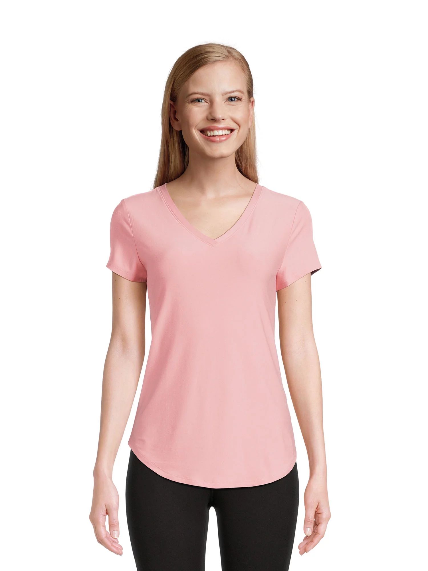 No Boundaries Women's Junior's Brushed V-Neck Short Sleeve T-Shirt | Walmart (US)