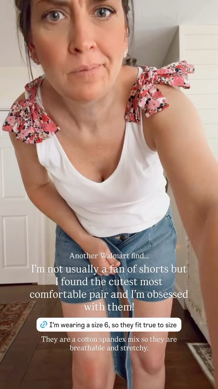 I’m not usually a fan of shorts but I found the cutest most comfortable pair and I’m obsessed with them! Another Walmart find….. They are a cotton spandex mix so they are breathable and stretchy.