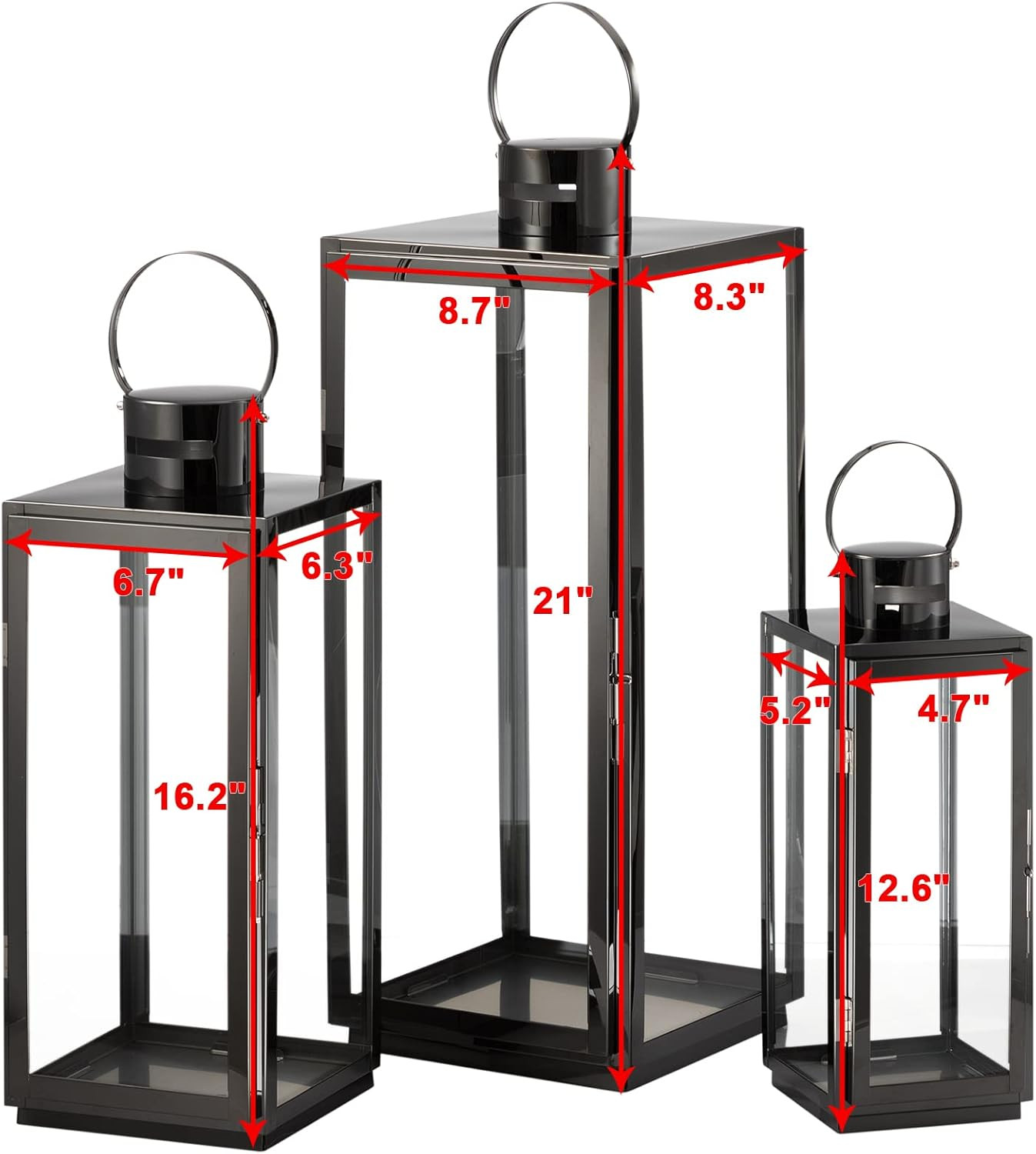 MATICO Stainless Decorative Candle Lantern Set of 3, Hanging Decor Hurricane Lantern Candle Holde... | Amazon (US)