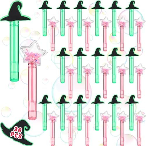 36 Pcs Witch Party Favors Witch Hat and Star Bubble Wands Pink and Green Bubble Wands for Summer ... | Amazon (US)