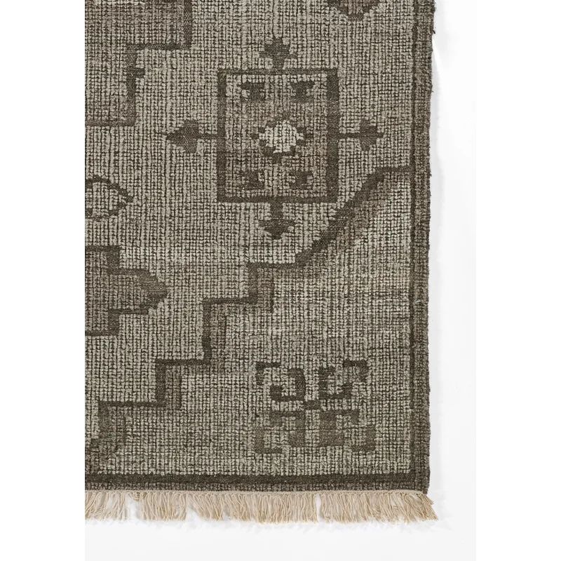 Elick Geometric Handwoven Wool/Cotton Black/Gray Area Rug | Wayfair North America