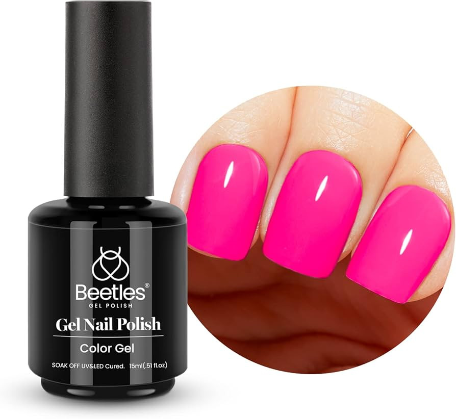 Beetles Gel Nail Polish, 1 Pcs 15ml Hot Pink Gel Polish Soak Off Nail Art Manicure Salon DIY Uv G... | Amazon (US)