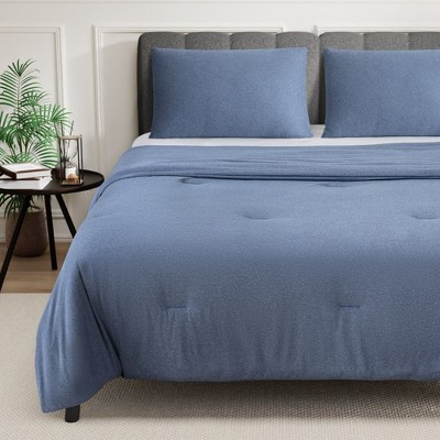 Soft Easy Care Jersey Comforter Set,Queen,Navy | Target