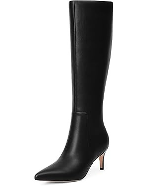 Knee High Boots Women Tall Boots Pointed Toe Kitten Heel Boots for Women Side Zipper Long Fall Bo... | Amazon (US)
