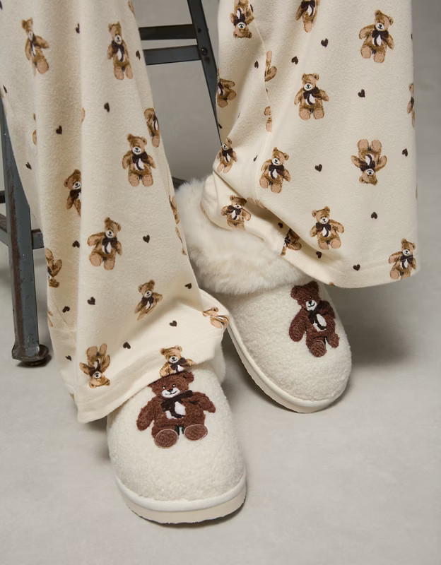 AE Teddy Bear Scuff Slipper | American Eagle Outfitters (US & CA)