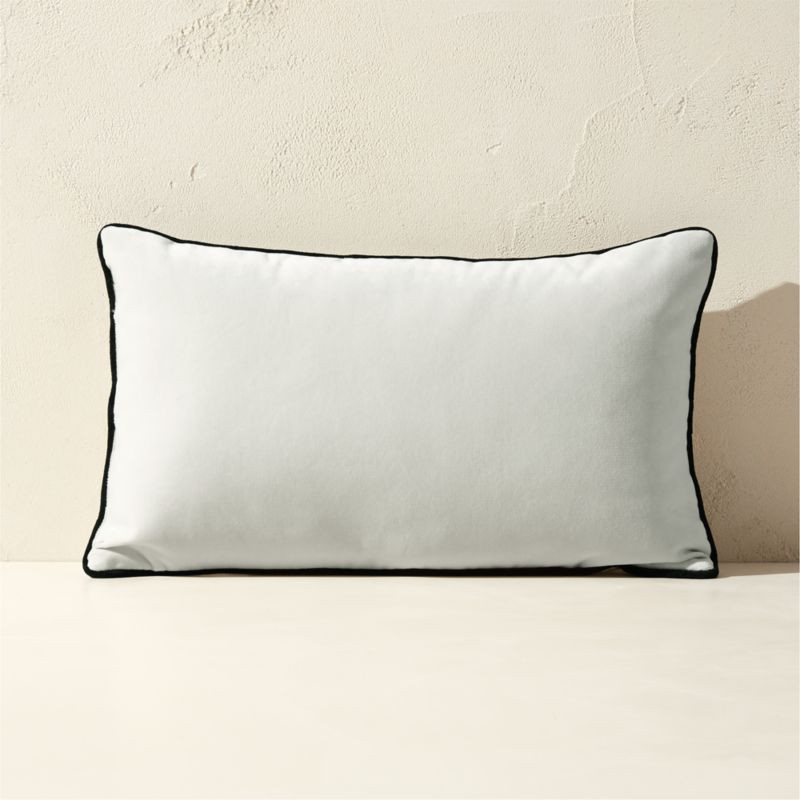 Bronte White Velvet Outdoor Throw Pillow 20"x12" + Reviews | CB2 | CB2