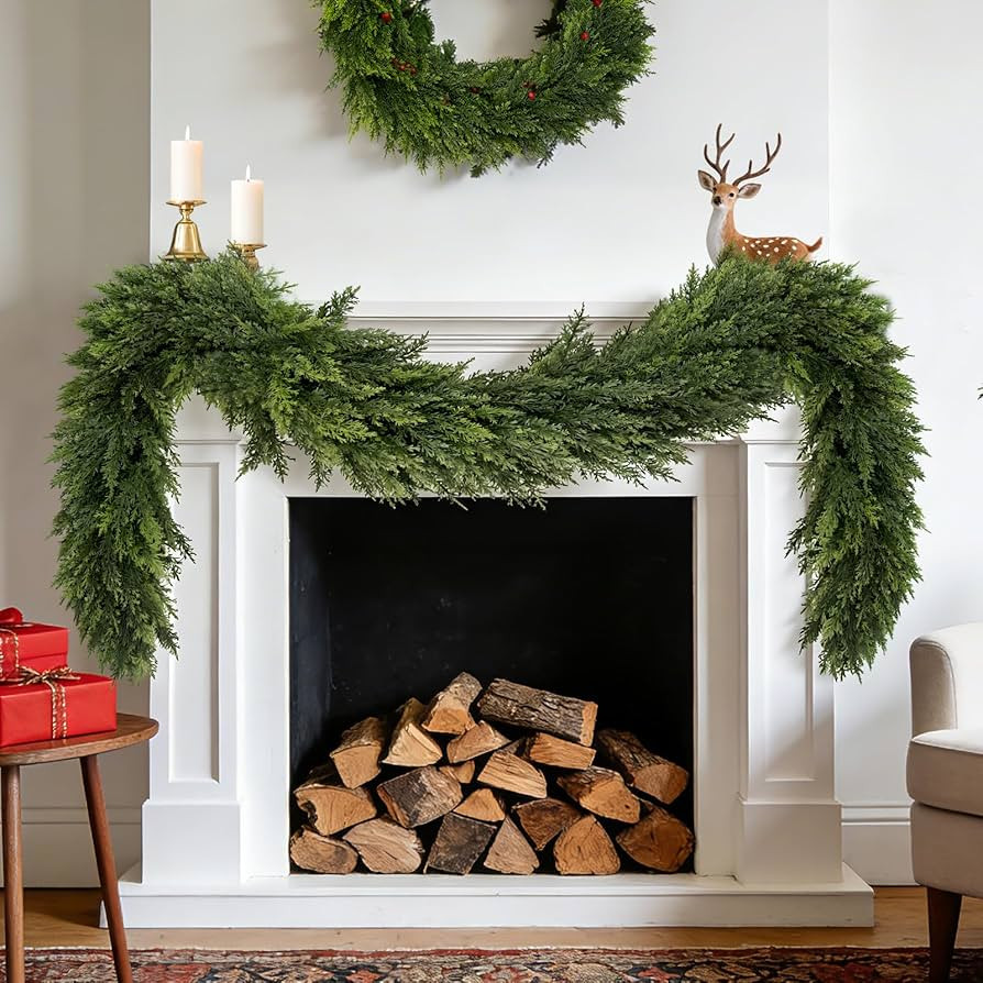 6FT Lush Christmas Cedar Garland Real Touch Artificial Realistic Soft and Thickness Greenery Faux... | Amazon (US)