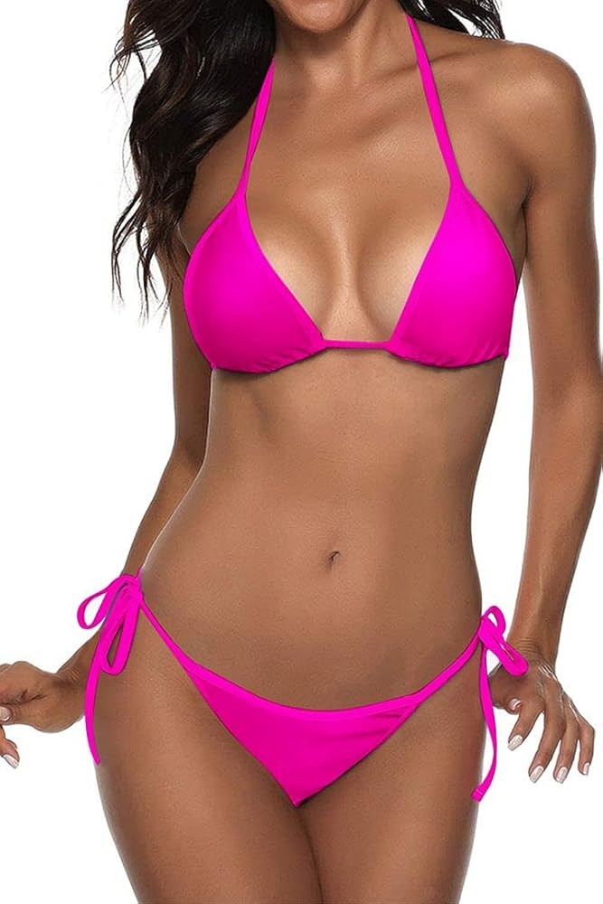 Women Two Piece Swimsuit Sexy Swimwear Halter String Triangle Bikini Sets | Amazon (US)