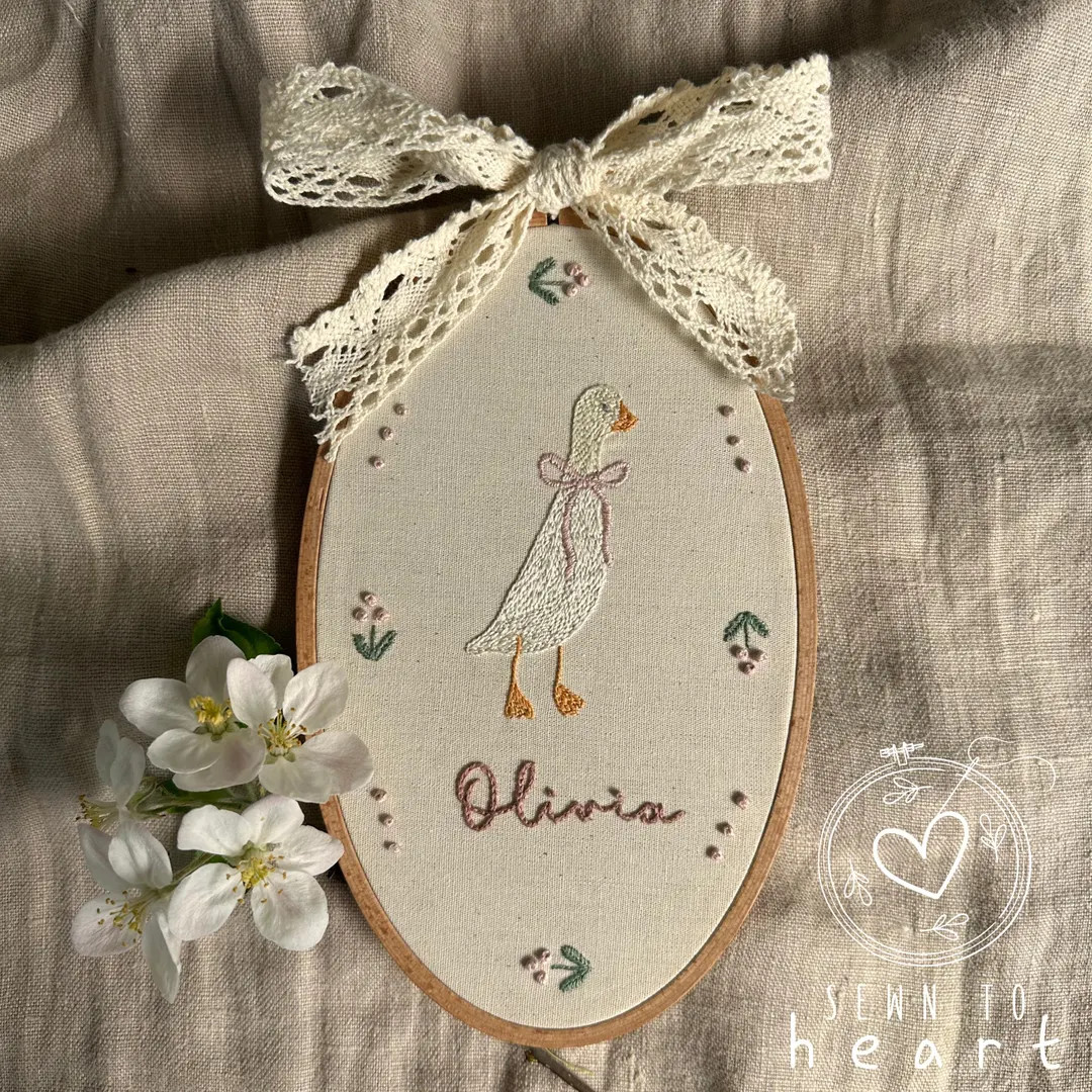 Silly Goose Embroidery Hoop, Custom First Name Embroidery Wall Decor, Personalized Preppy Bow Emb... | Etsy (US)