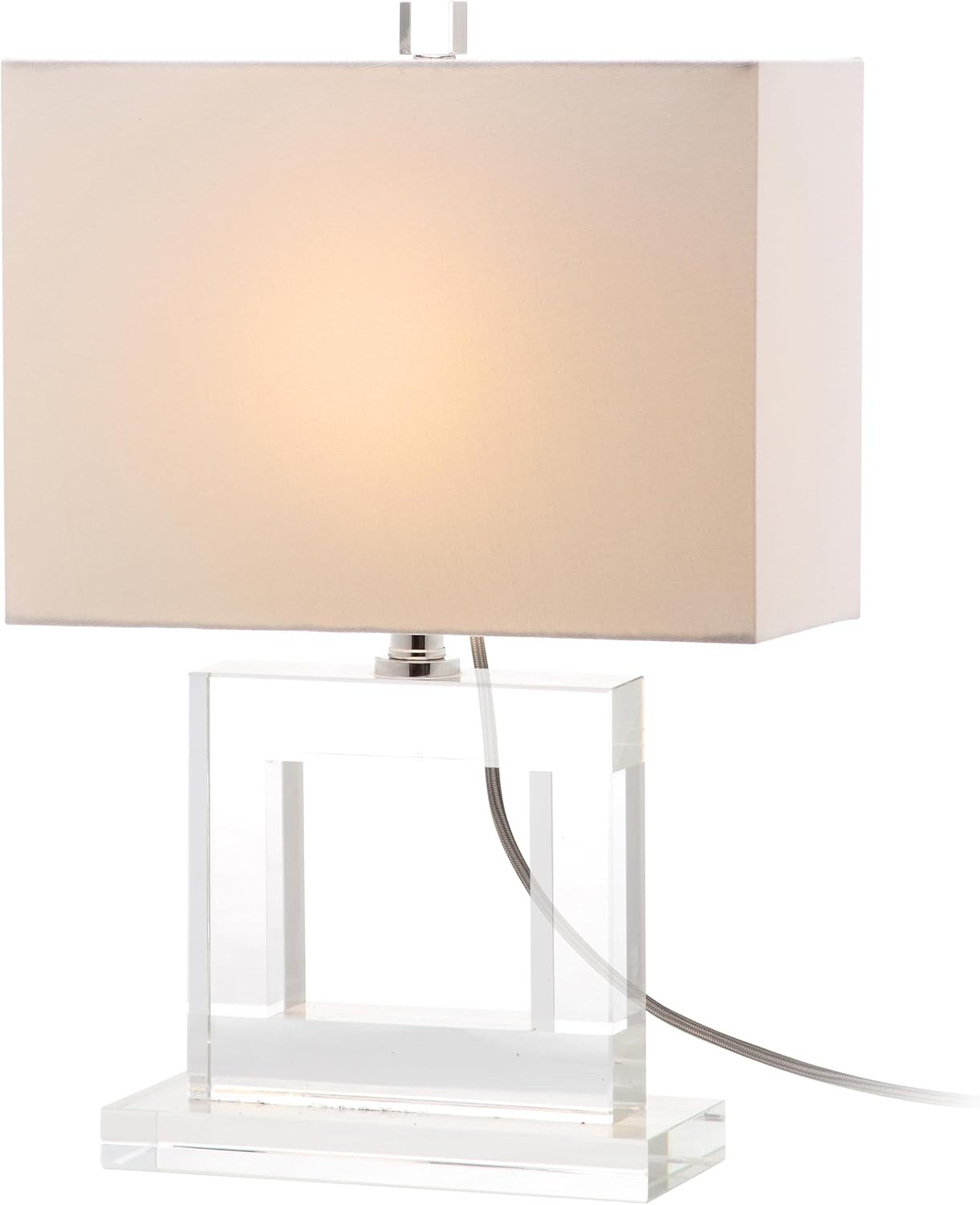 SAFAVIEH Lighting Collection Town Square Modern Square Crystal 21-inch Bedroom Living Room Home Office Desk Nightstand Table Lamp (LED Bulb Included) | Amazon (US)