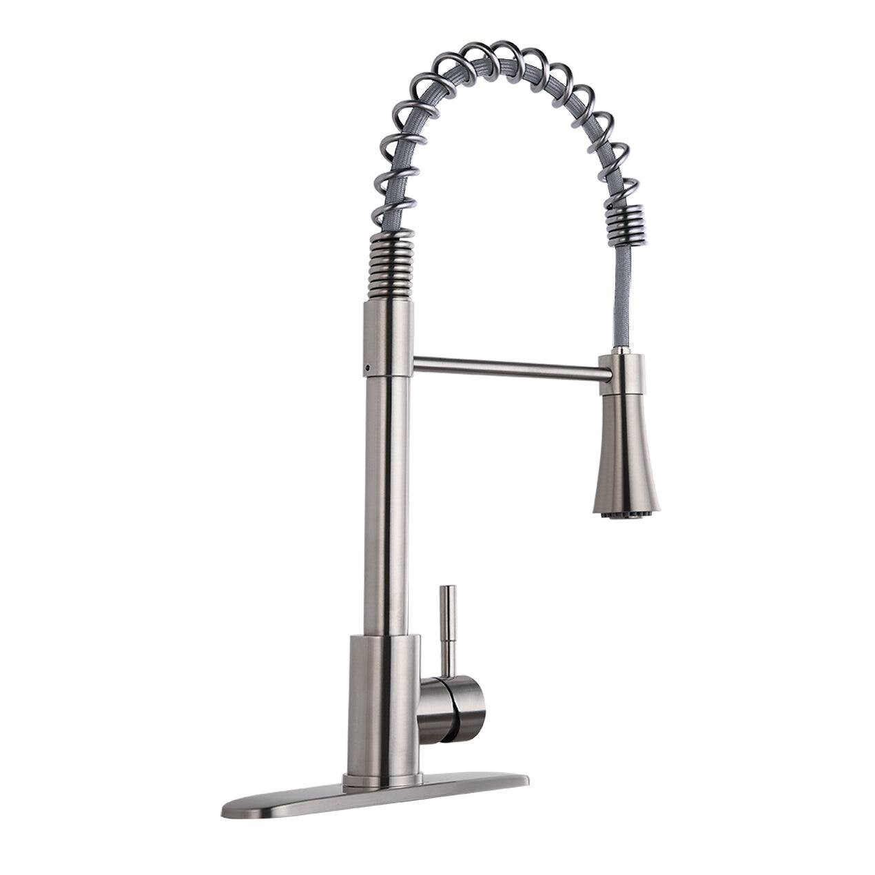 Silver Single Handle Pull Down Sprayer Kitchen Faucet with Deck Plate | Best Buy U.S.