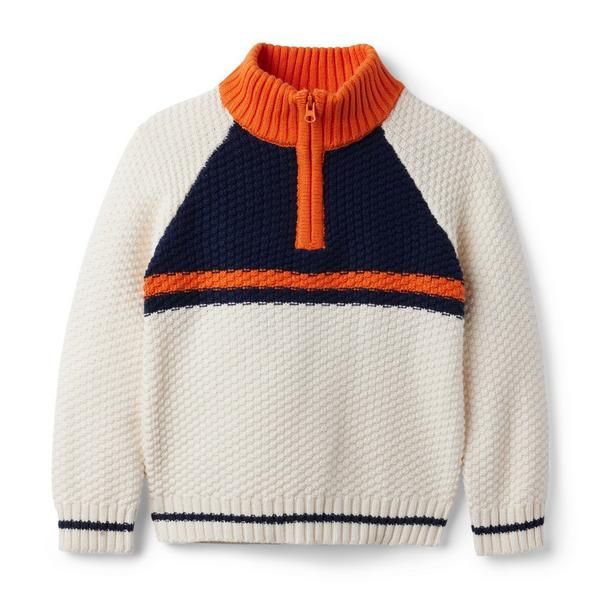 Colorblocked Half Zip Textured Sweater | Janie and Jack