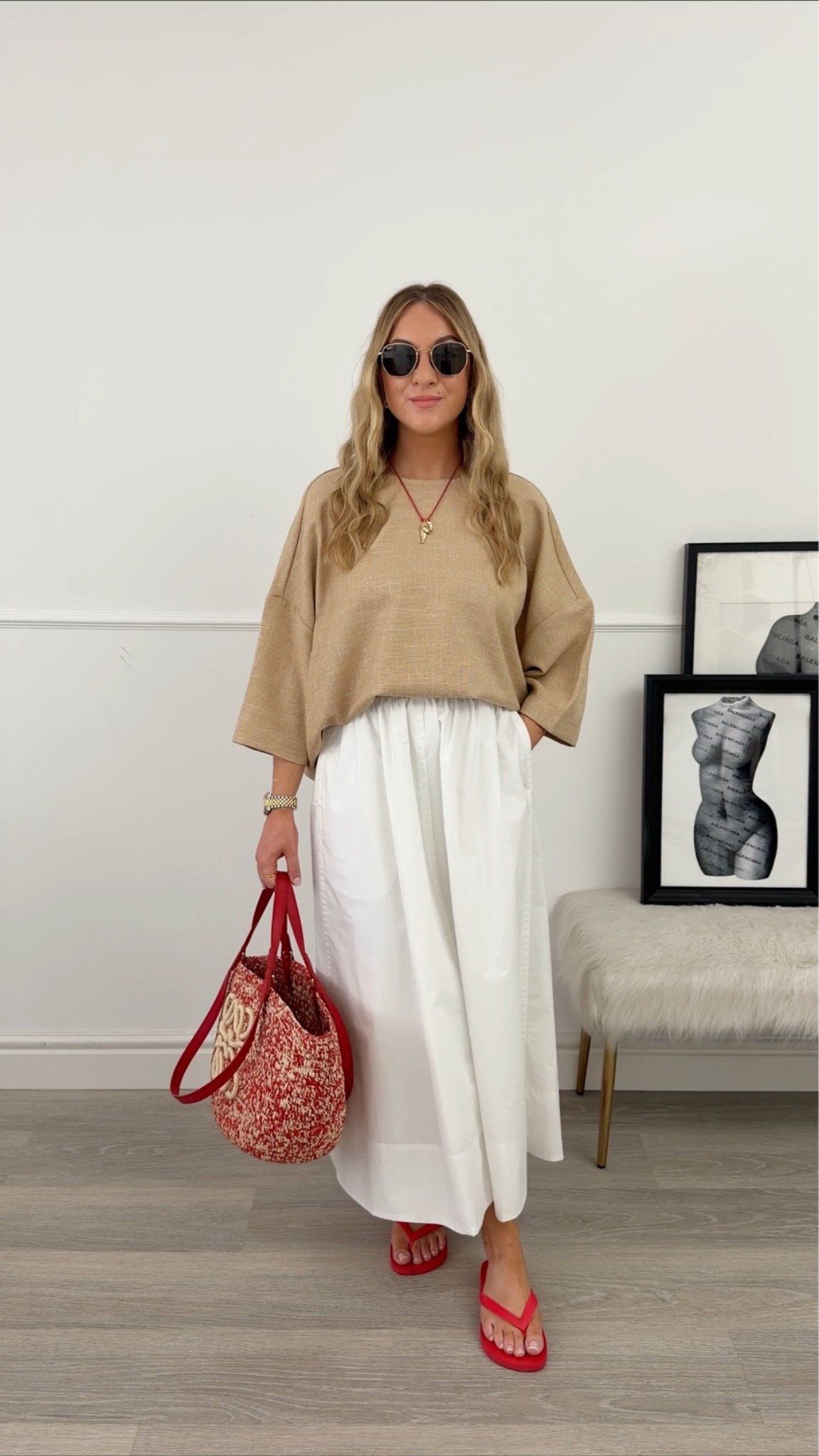 White cotton midi skirt outfit.
I wear an 8 in the top- it’s a very relaxed fit! Skirt is XS

#LTKsummer #LTKworkwear #LTKstyletip
