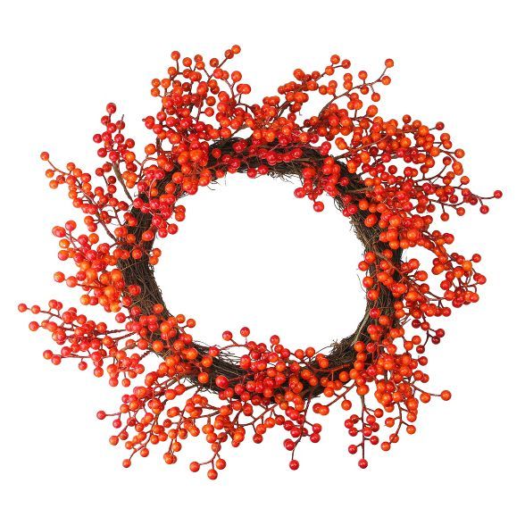 Northlight Red and Orange Artificial Berry Artificial Thanksgiving Wreath - 18-Inch, Unlit | Target