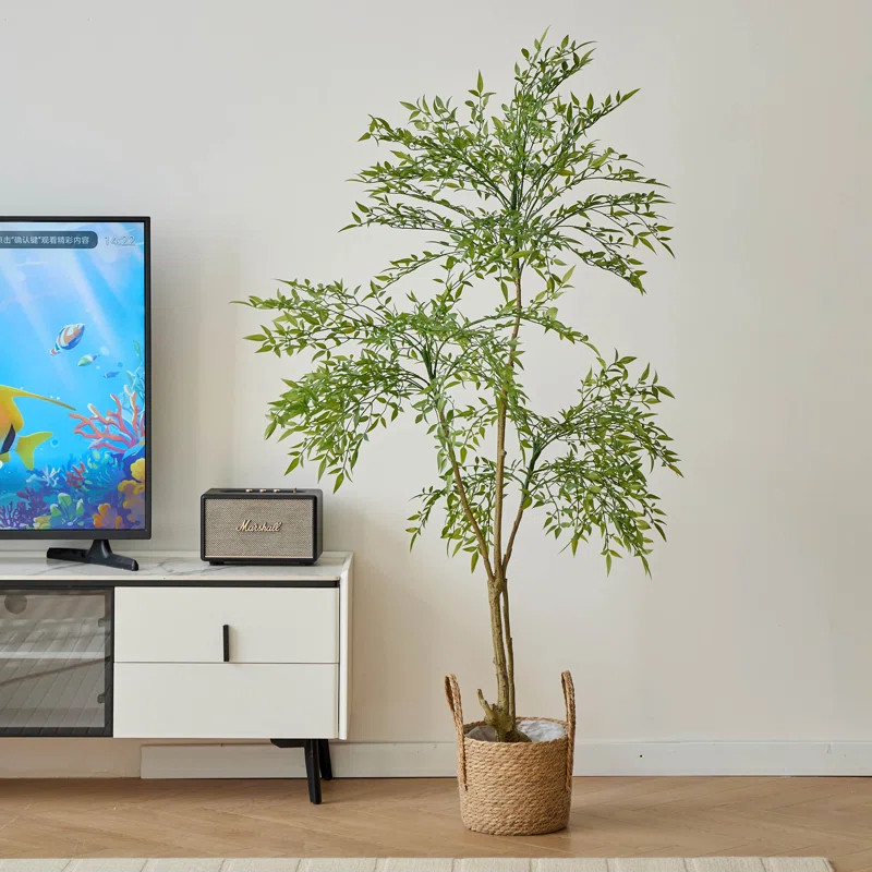 Primrue Deena Artificial Nandina Tree in Pot, Faux Nandina Leaf Bonsai, Fake Potted Tree & Review... | Wayfair North America