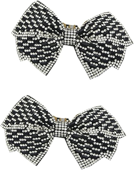 2Pcs Women Sparkle Bow Detachable Shoe Clips Removable Shoe Buckles Decorative Shoes Accessories ... | Amazon (US)