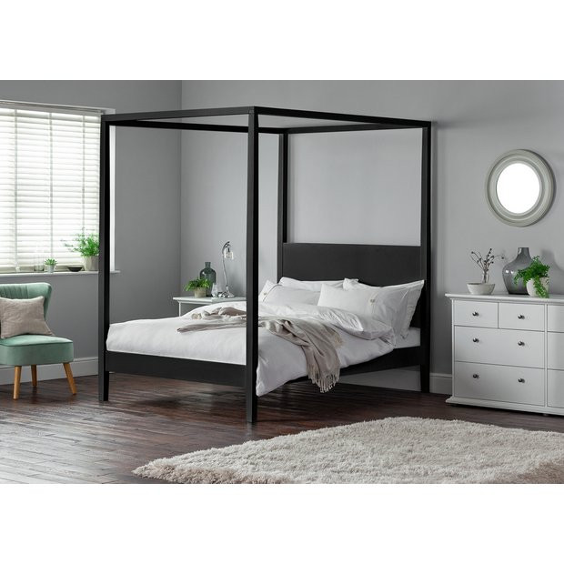 Habitat Blissford 4 Poster Kingsize Wooden Bed Frame - Black | Habitat UK