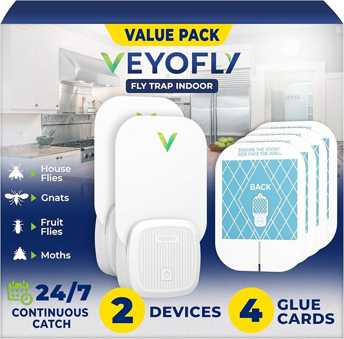 VEYOFLY Fruit Fly Traps for Indoors (2 Device + 4 Refills), Gnat Trap Indoor Plug in, Bug Traps, ... | Amazon (US)