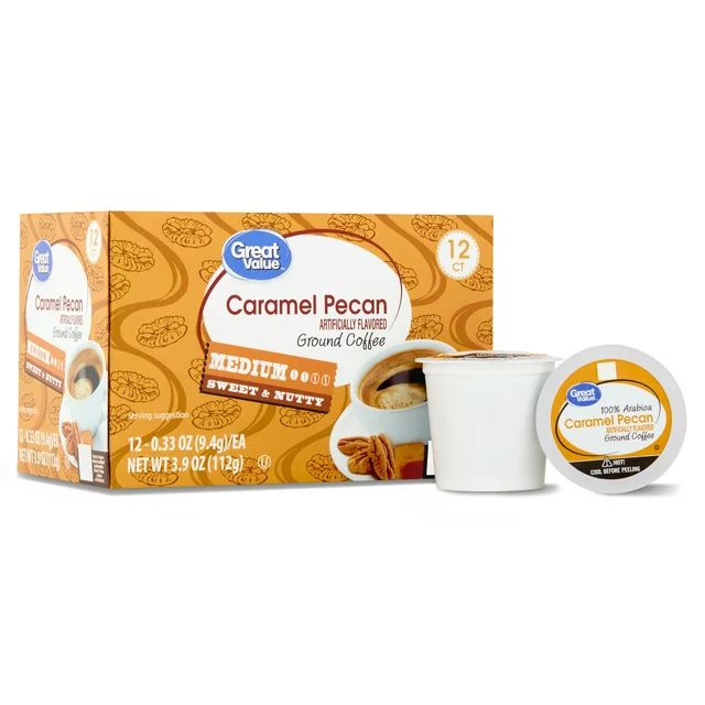 Great Value Caramel Pecan Medium Roast Coffee Pods, 12 Count | Walmart (US)