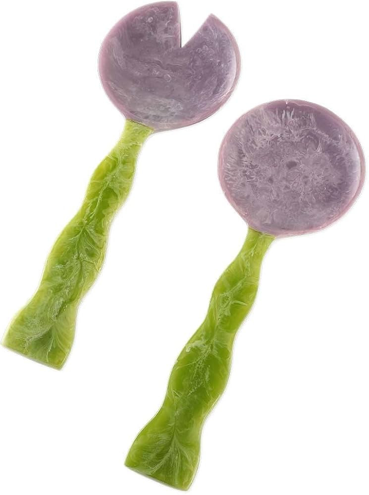 Folkulture Lavender & Sage Resin Salad Servers | Set of 2 (12") Resin Serving Spoons for Salad & ... | Amazon (US)