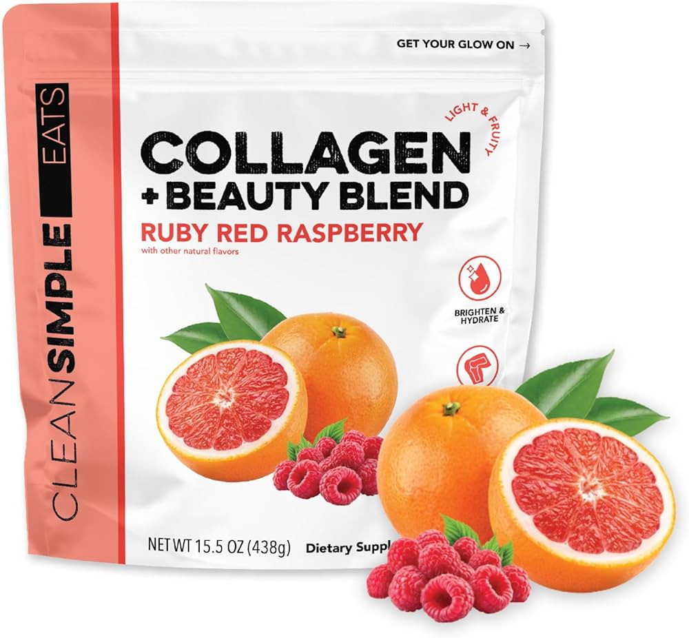 Clean Simple Eats Collagen + Beauty, Ruby Red Raspberry 30 Serving | Amazon (US)