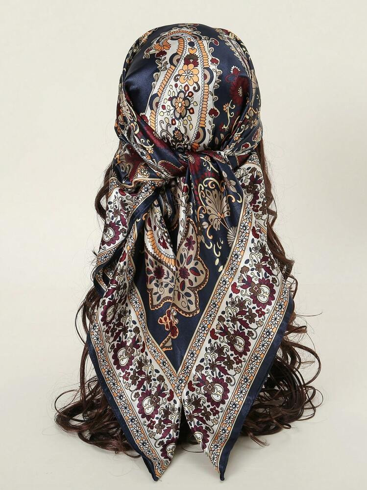 Bohemian print paisley Silk Scarf  | SHEIN