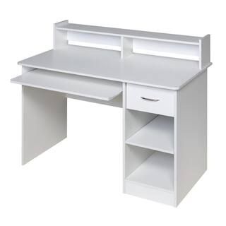44 in. Rectangular White 1 Drawer Computer Desk with Keyboard Tray | The Home Depot