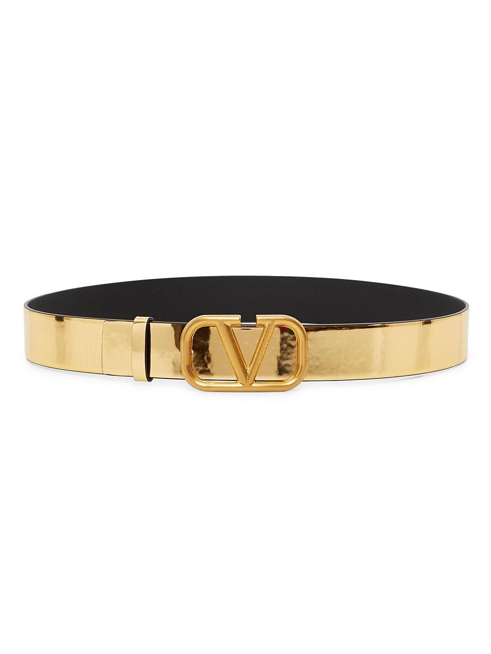VLogo Metallic Leather Belt | Saks Fifth Avenue