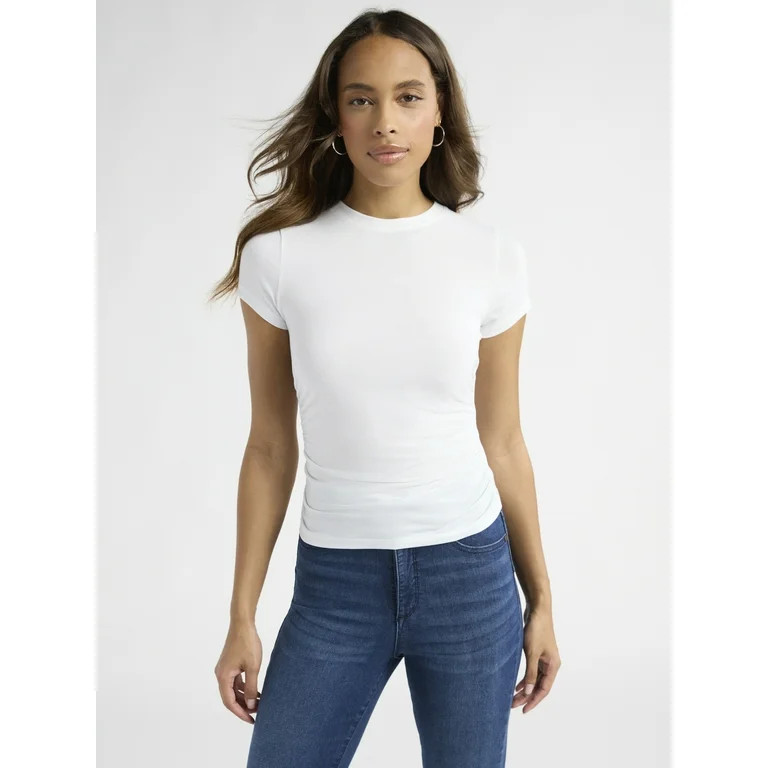 Sofia Jeans Women's Ruched Side Tee with Short Sleeves, XS-XXXL | Walmart (US)