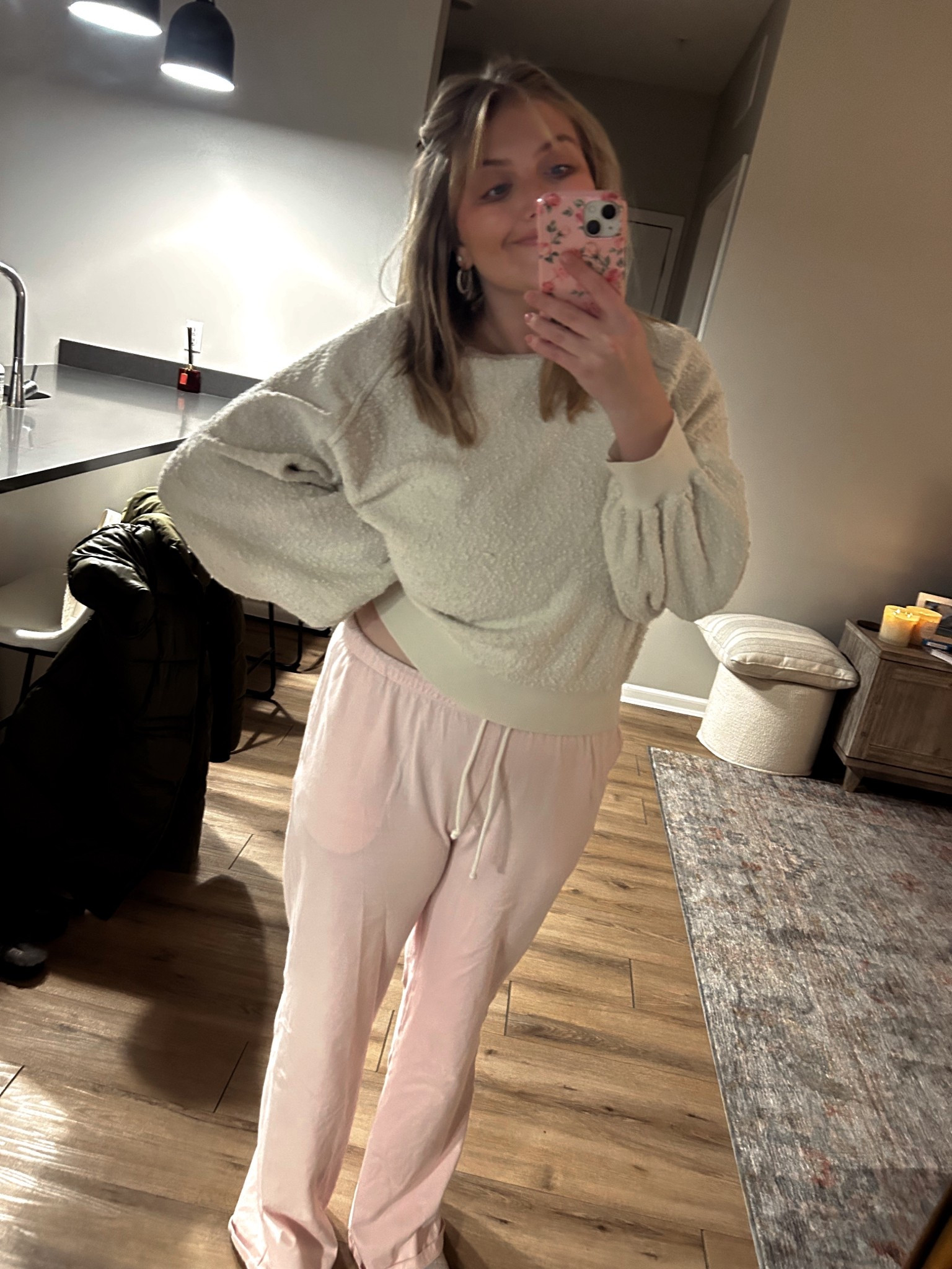 Soft, cozy, and on repeat 🤍 Light pink sweats from @Target  paired with this dreamy white free people sweater. Perfect for lounging, errands, or a wine night in with girlfriends🍷✨ #LTKFinds

#LTKMidsize #LTKdayinmylife #LTKgrwm