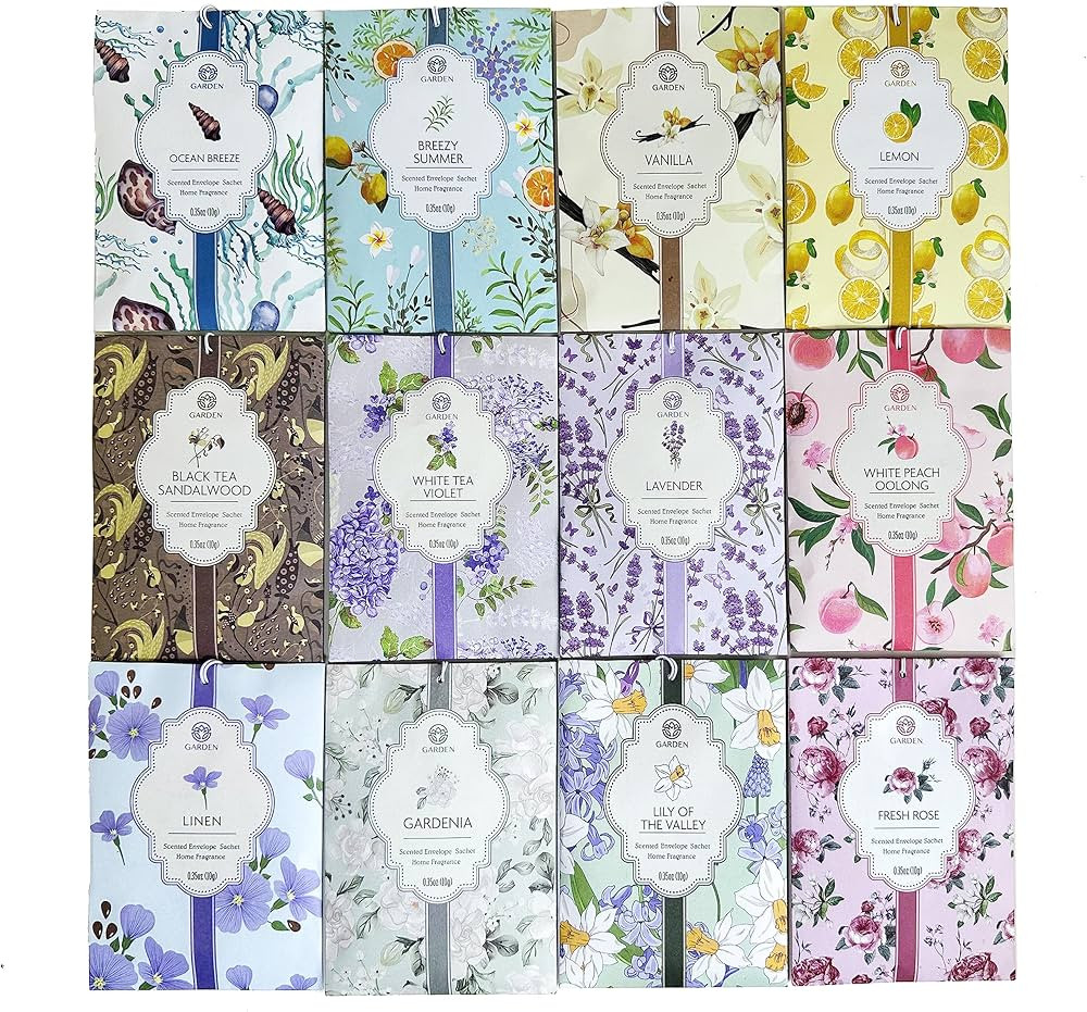 12 Scents Scented Sachets - 12 Pack, Long-Lasting Home Fragrance Sachet Bags, Large Fresh-Scented... | Amazon (US)