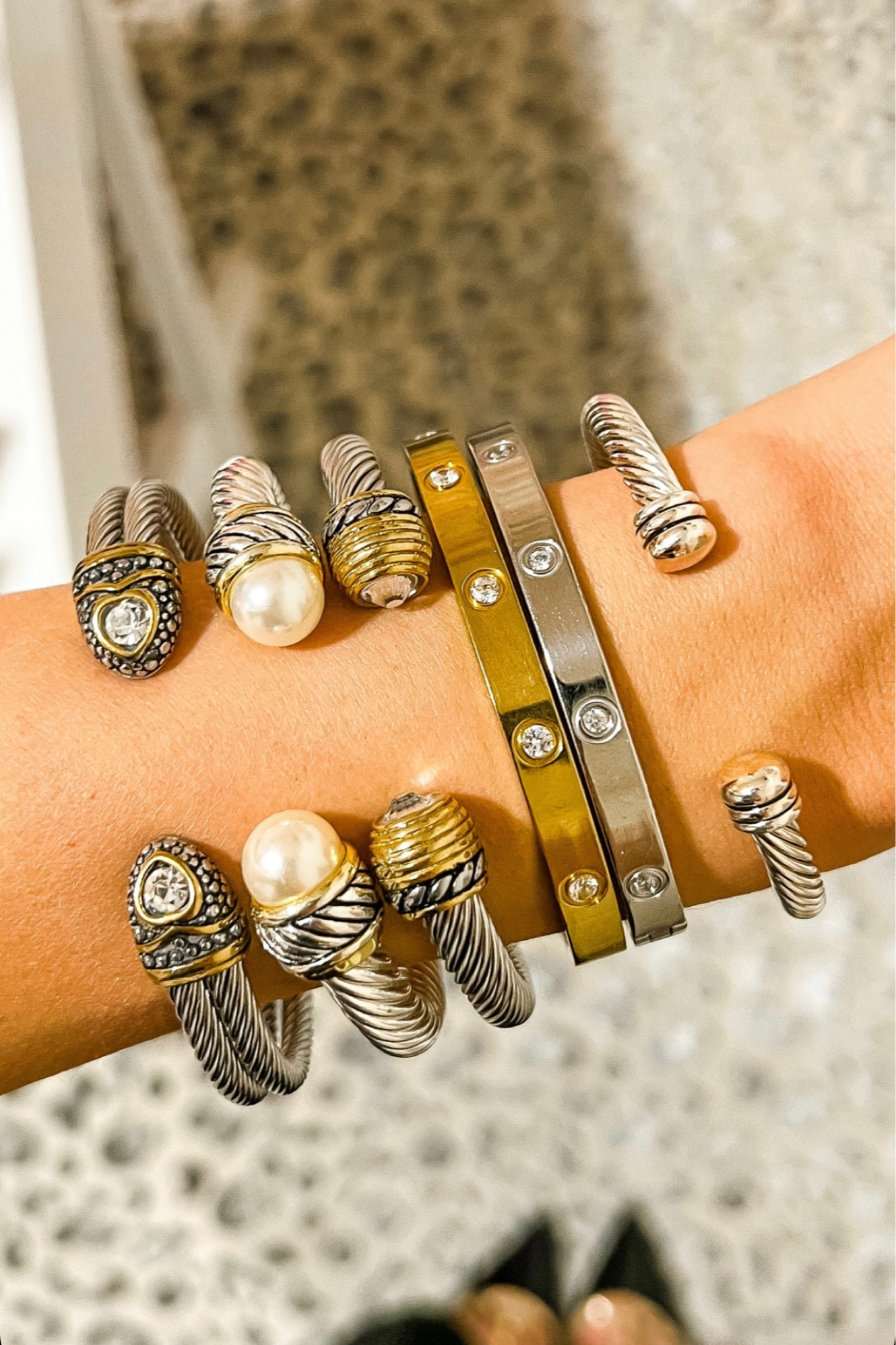 Designer inspired jewelry. Cartier look alikes. Cartier alternatives. David Yurman look alikes. David Yurman alternatives. Arm candy. Bracelet stack  

#LTKstyletip #LTKwedding #LTKunder50