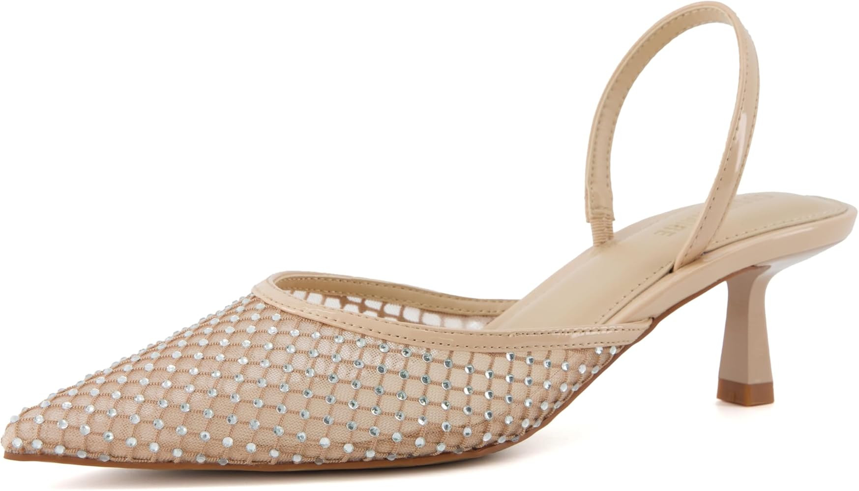 CUSHIONAIRE Women's Affair Rhinestone Mesh Kitten Heel Slingback Pumps +Memory Foam, Wide Widths ... | Amazon (US)