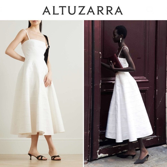 ALTUZARRA Connie Cotton-Poplin Midi Dress  Sz FR 38 US 6 in White NWT 2495$ | Poshmark